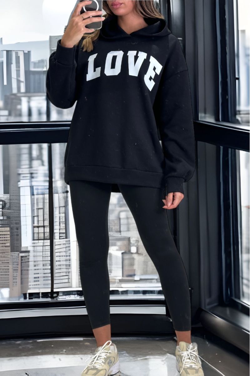 Black sweatshirt and leggings set with LOVE writing - 3