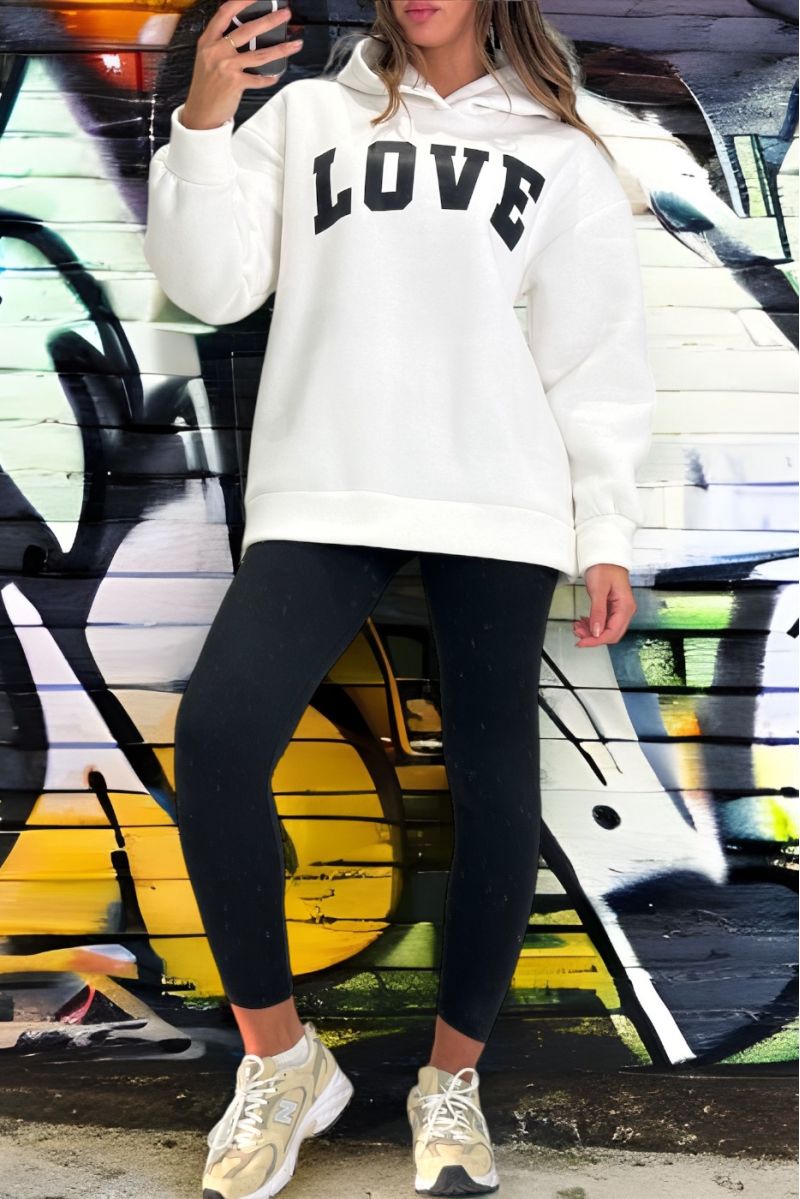 White and black sweatshirt and leggings set with LOVE writing - 3