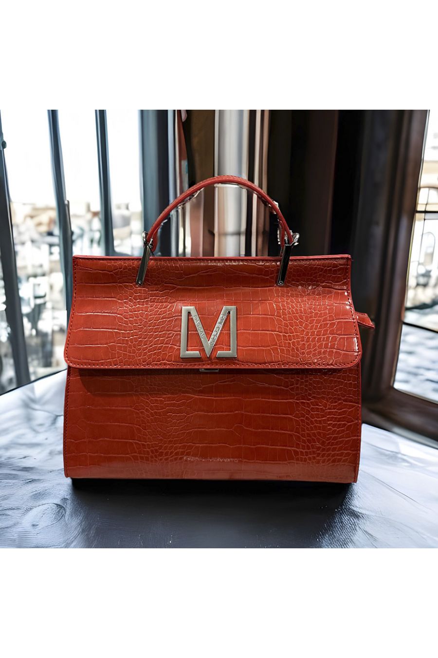 Sac à main MAGDA CROCO de PASCALE MORABITO orange  - 1