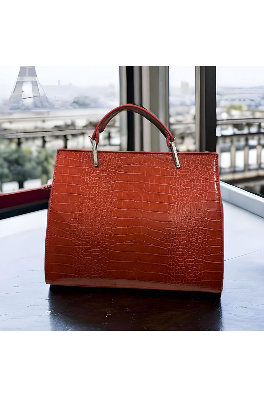 Sac à main MAGDA CROCO de PASCALE MORABITO orange  - 3