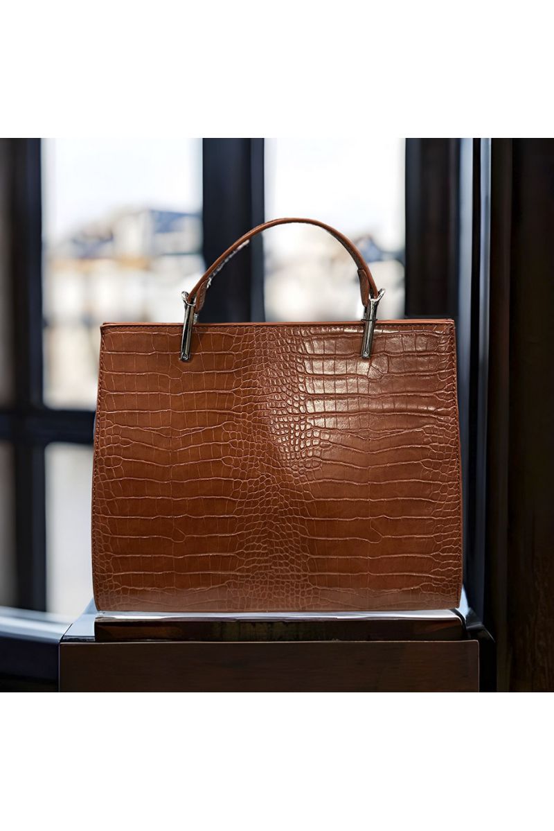 MAGDA CROCO handtas by PASCALE MORABITO camel - 4