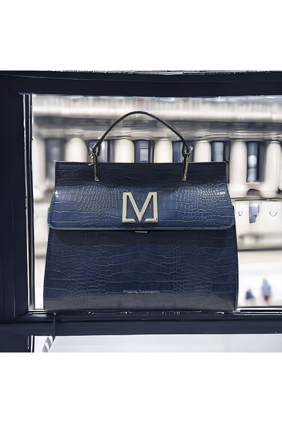 Sac à main MAGDA CROCO de PASCALE MORABITO marine  - 1