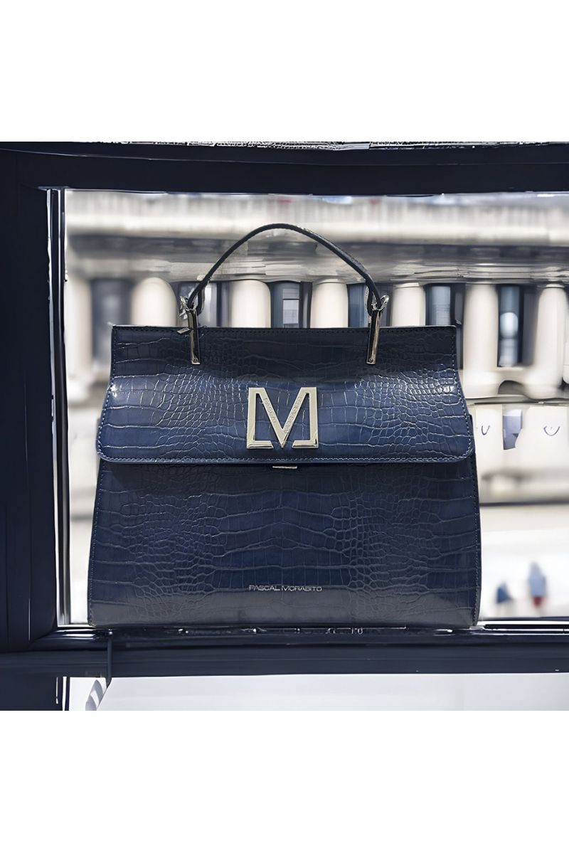 MAGDA CROCO handbag by PASCALE MORABITO navy blue - 1