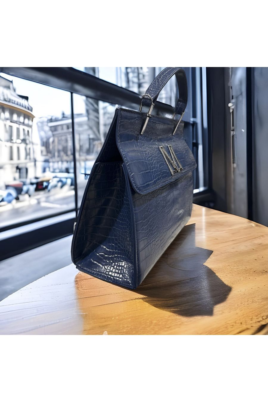 MAGDA CROCO handbag by PASCALE MORABITO navy blue - 2