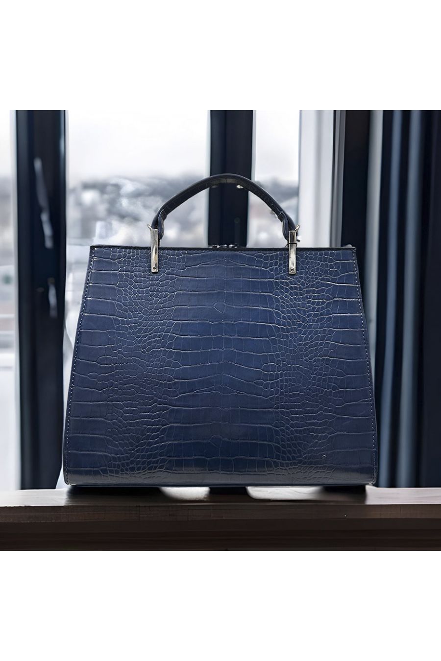 Sac à main MAGDA CROCO de PASCALE MORABITO marine  - 3