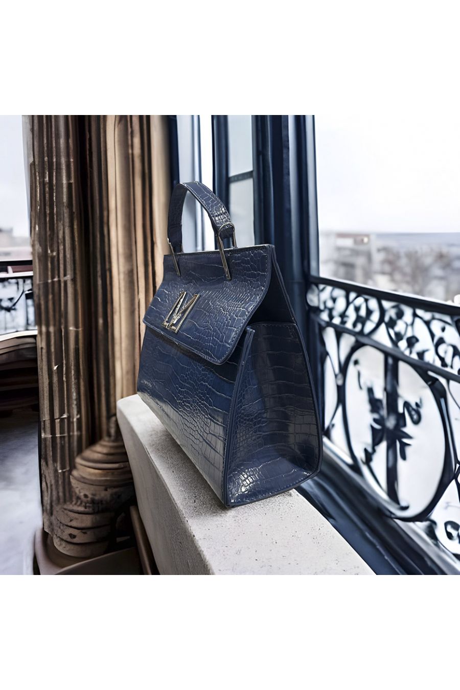 MAGDA CROCO handtas van PASCALE MORABITO marineblauw - 4