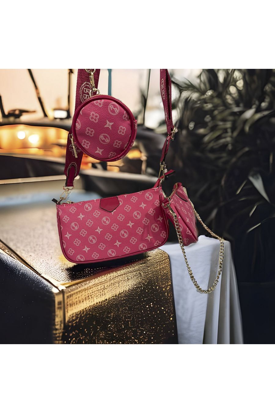 Fuchsia geïnspireerde 3 in 1 handtas - 3