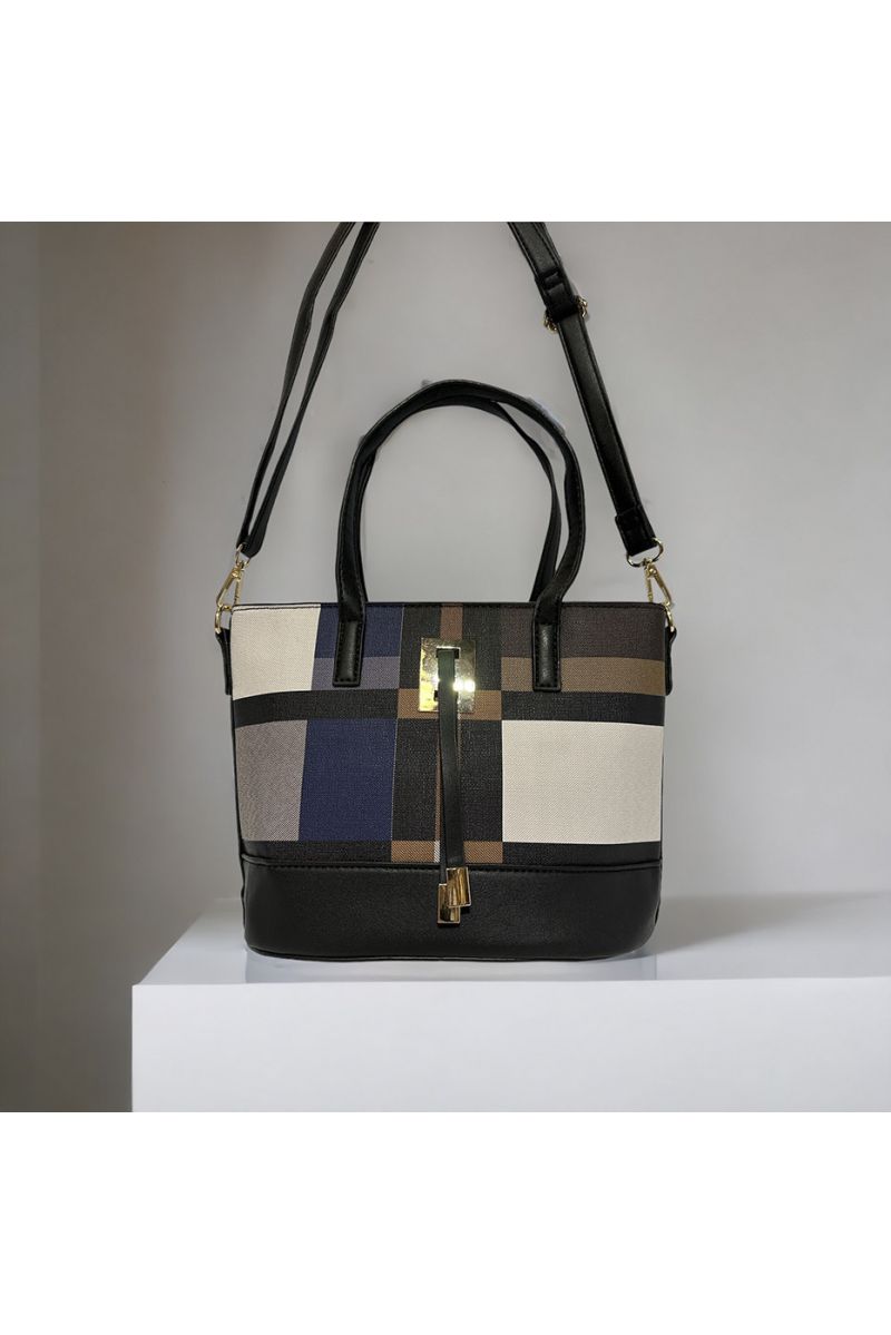 Sac à main inspi à carreau bleu - 2