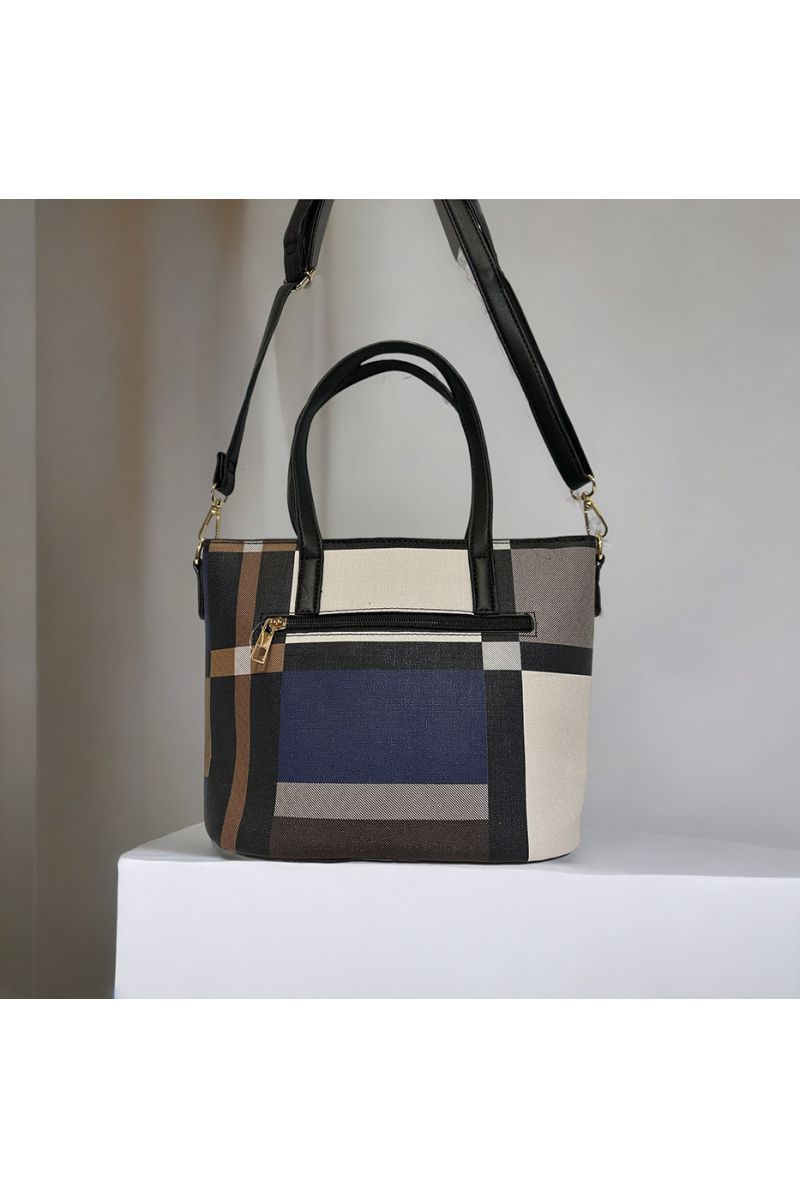 Inspirerende blauw geruite handtas - 3