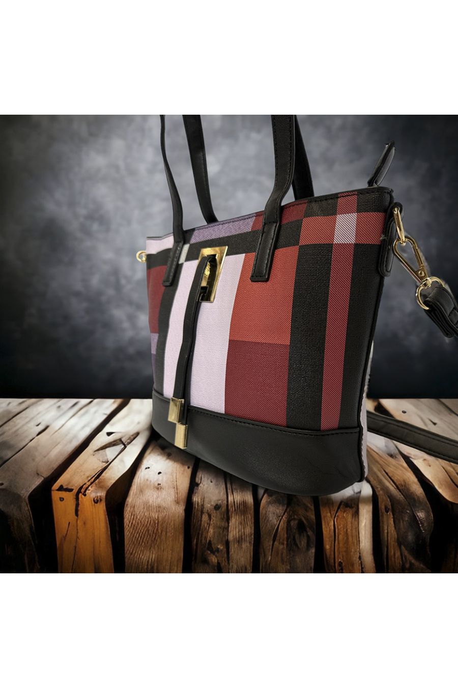 Sac à main inspi à carreau rouge - 3