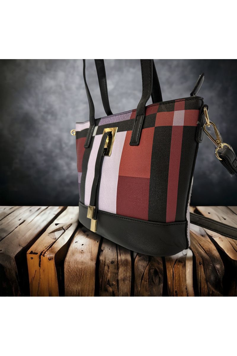 Sac à main inspi à carreau rouge - 3