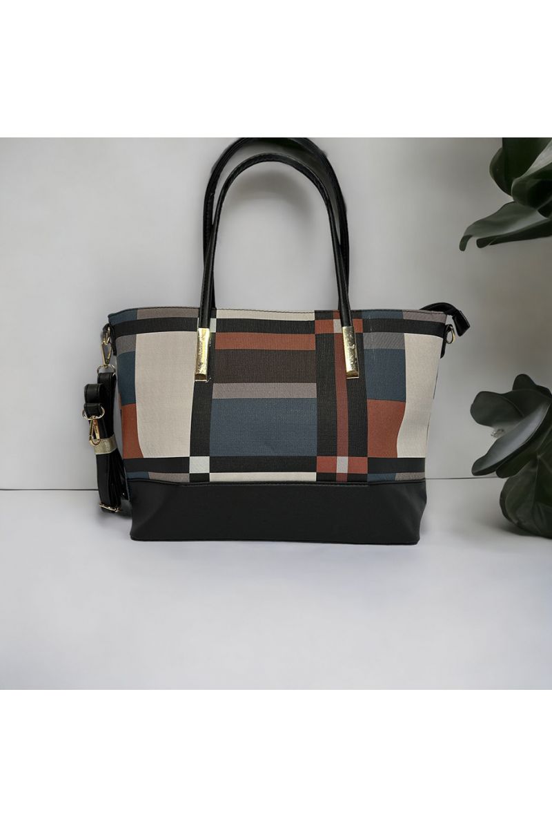 Inspirational handbag with orange check - 1