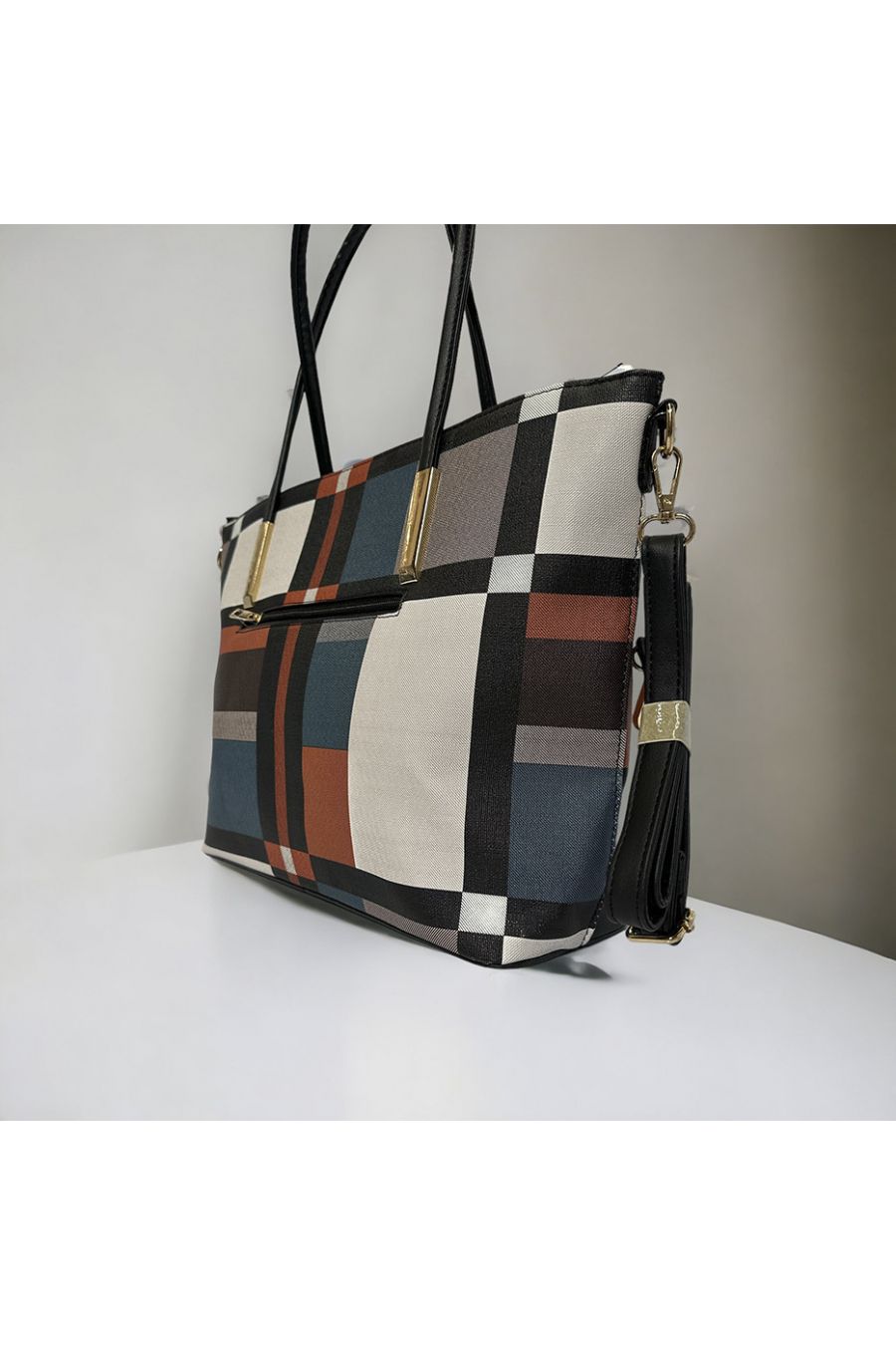 Inspirational handbag with orange check - 2