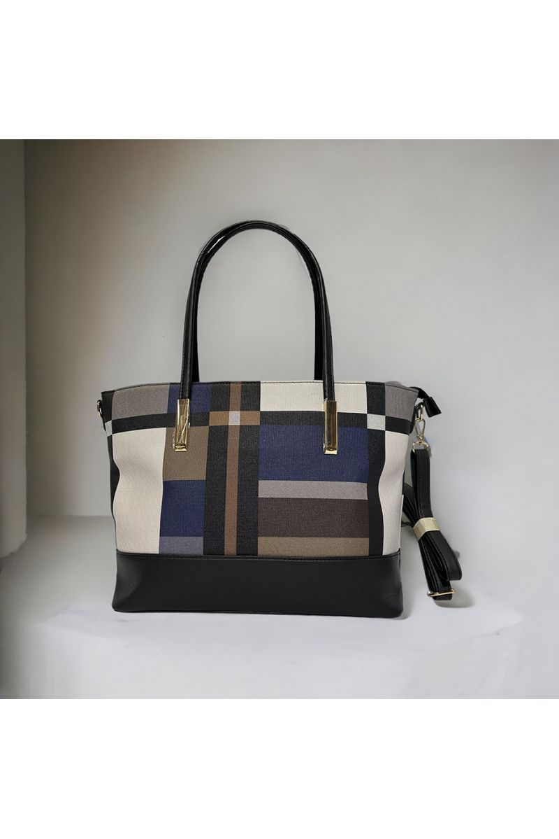 Inspirerende blauw geruite handtas - 1