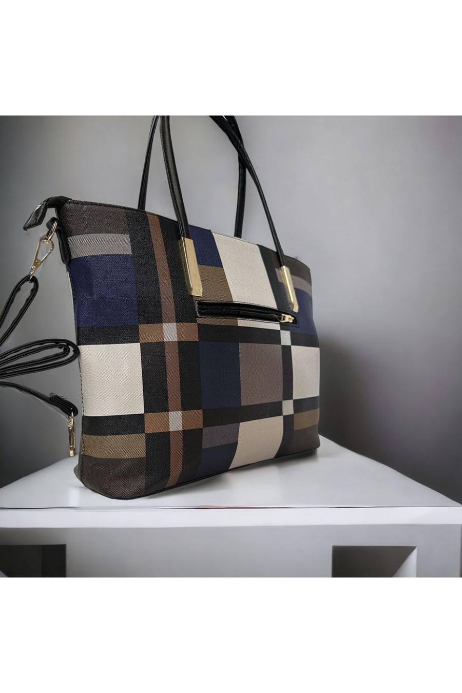 Sac à main inspi à carreau bleu - 2