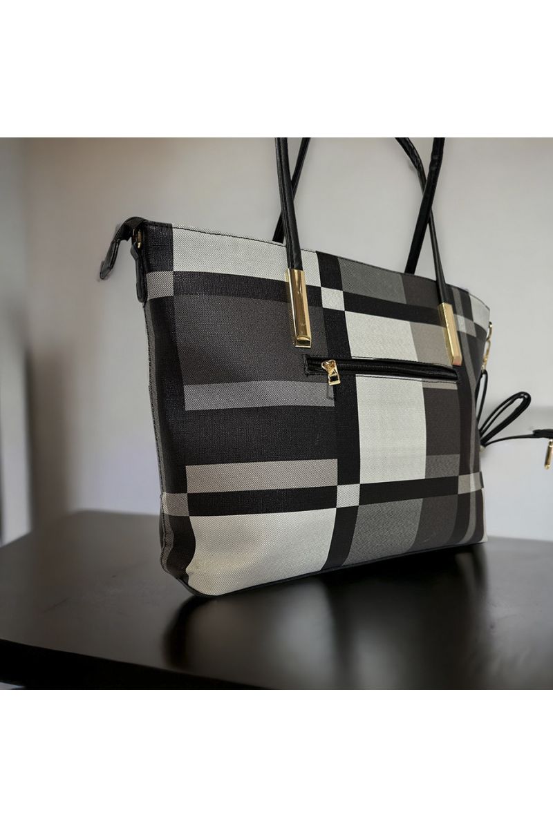 Sac à main inspi à carreau noir - 2
