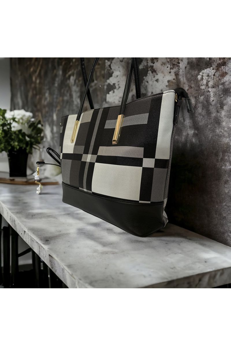 Sac à main inspi à carreau noir - 3
