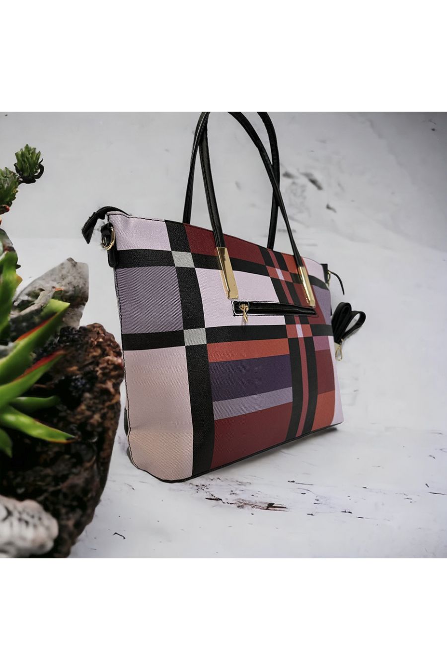 Red check inspired handbag - 2