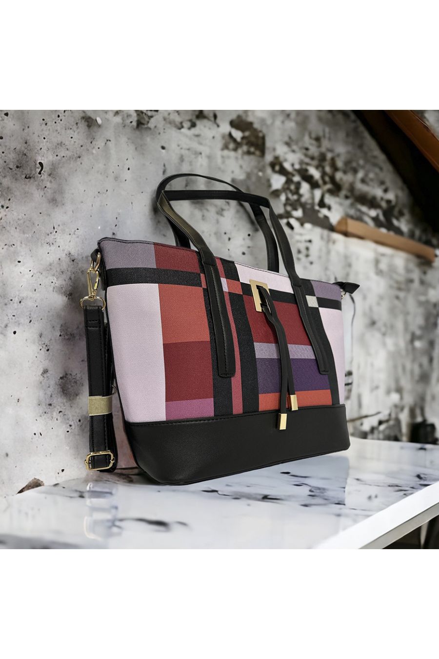 Sac à main inspi à carreau rouge  - 1