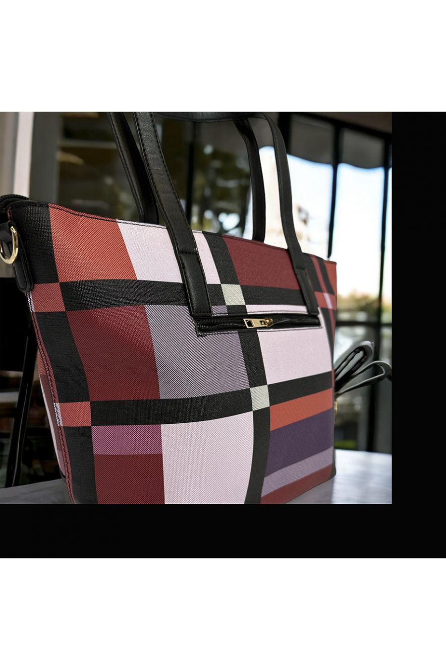 Sac à main inspi à carreau rouge  - 2