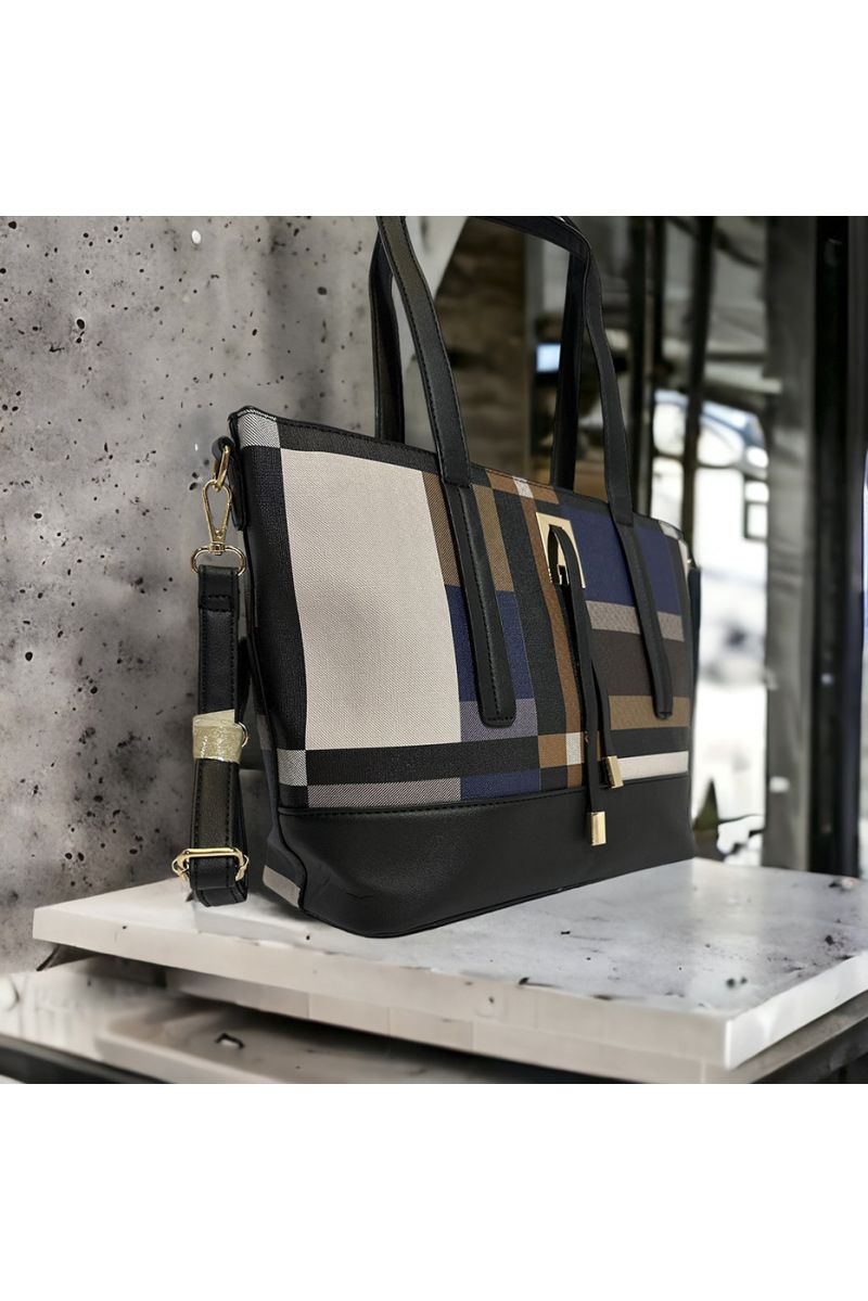 Sac à main inspi à carreau bleu  - 1
