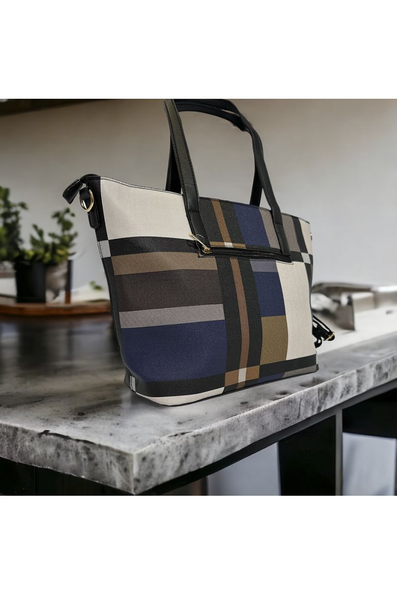 Sac à main inspi à carreau bleu  - 2