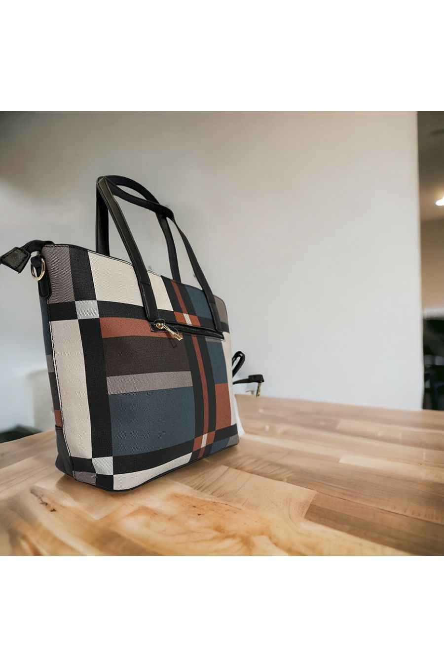 Inspirational handbag with orange check - 3