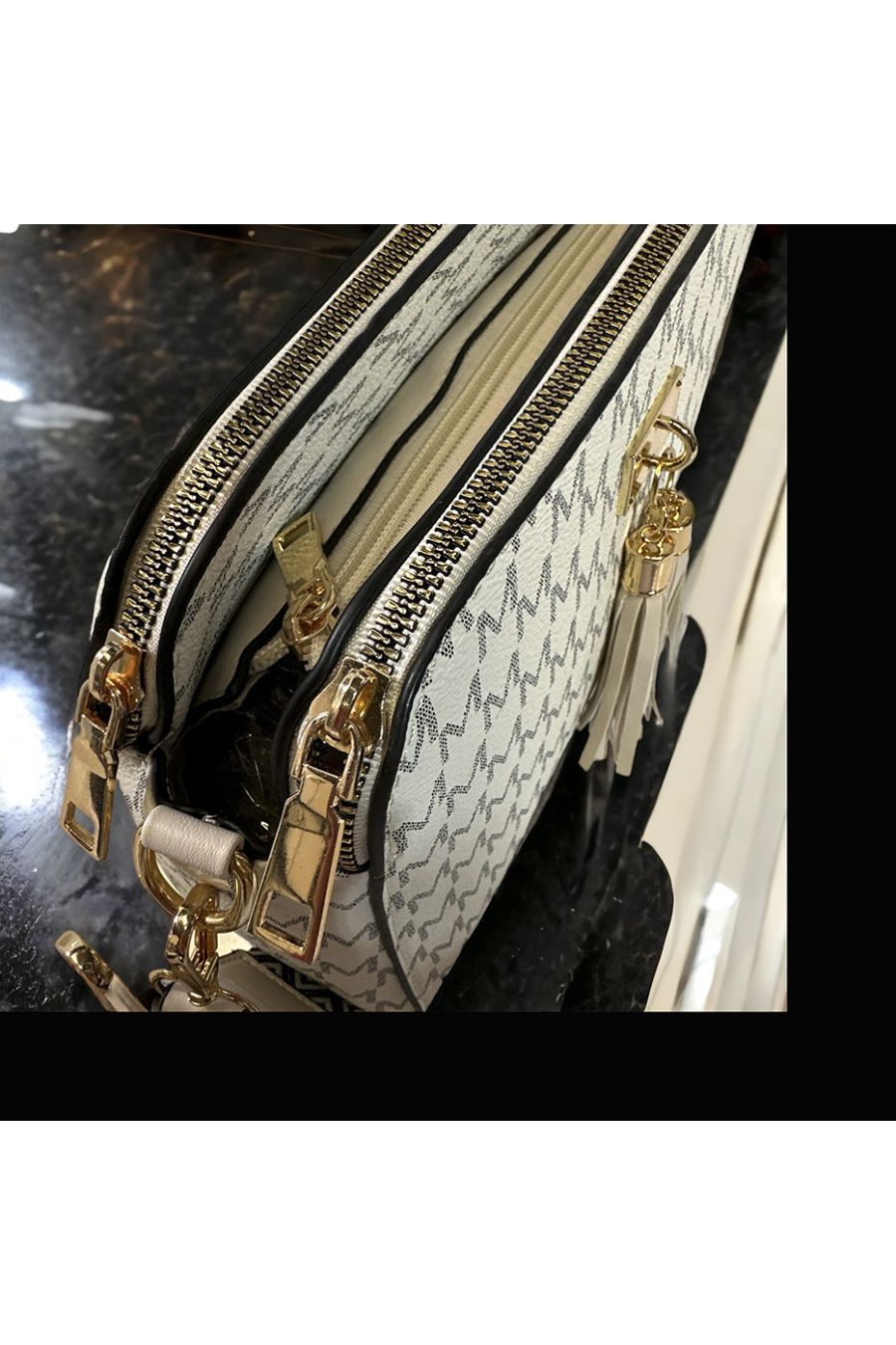 Inspi beige handbag with 3 closures - 2