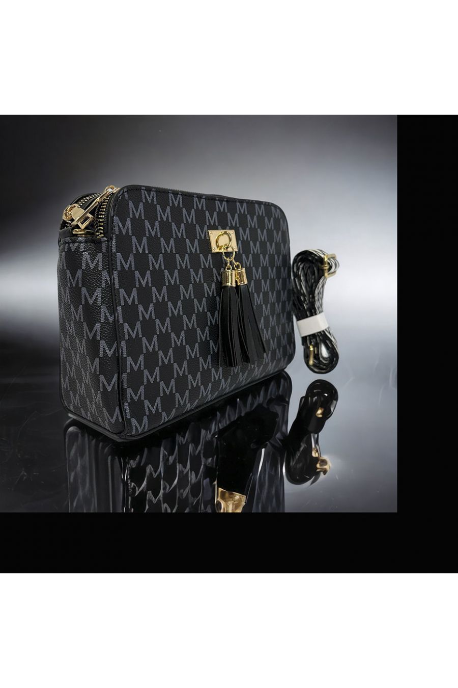 Inspi black handbag with 3 closures - 1