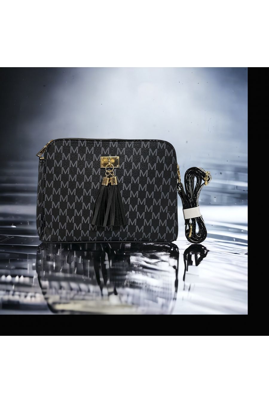 Inspi black handbag with 3 closures - 3