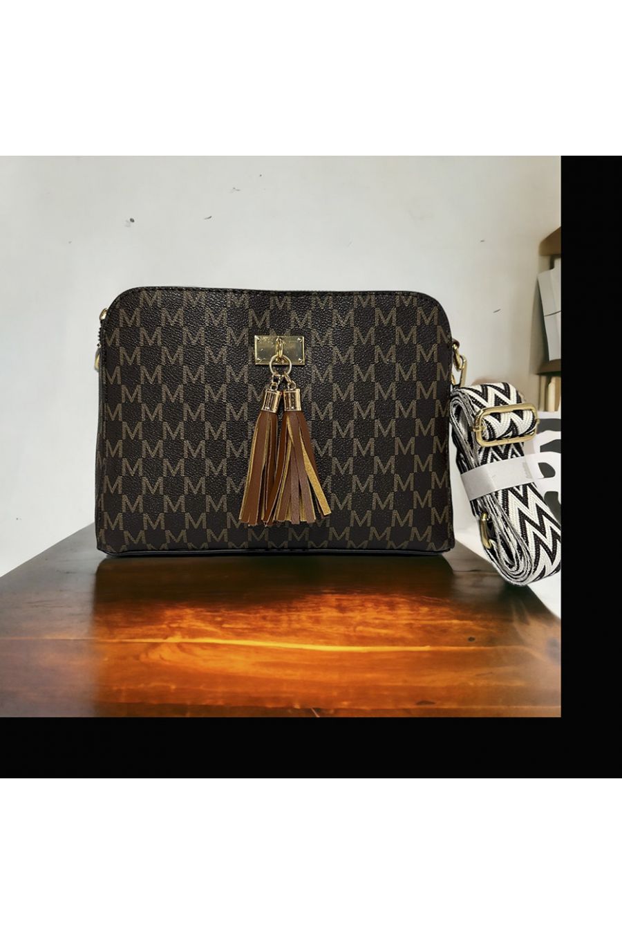 Inspi brown handbag with 3 closures - 1