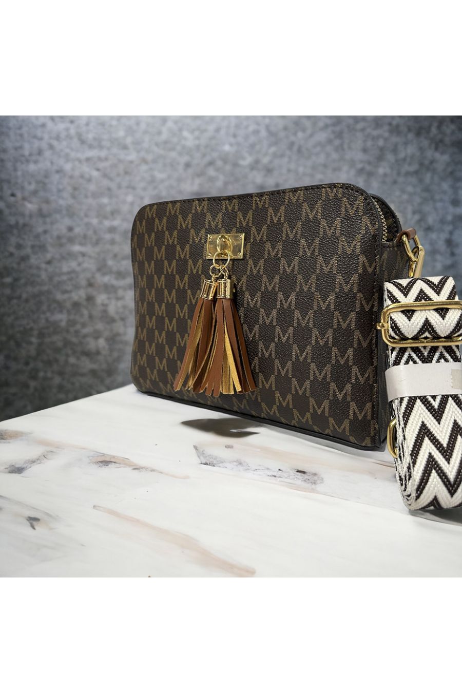 Sac à main inspi marron 3 fermetures - 2