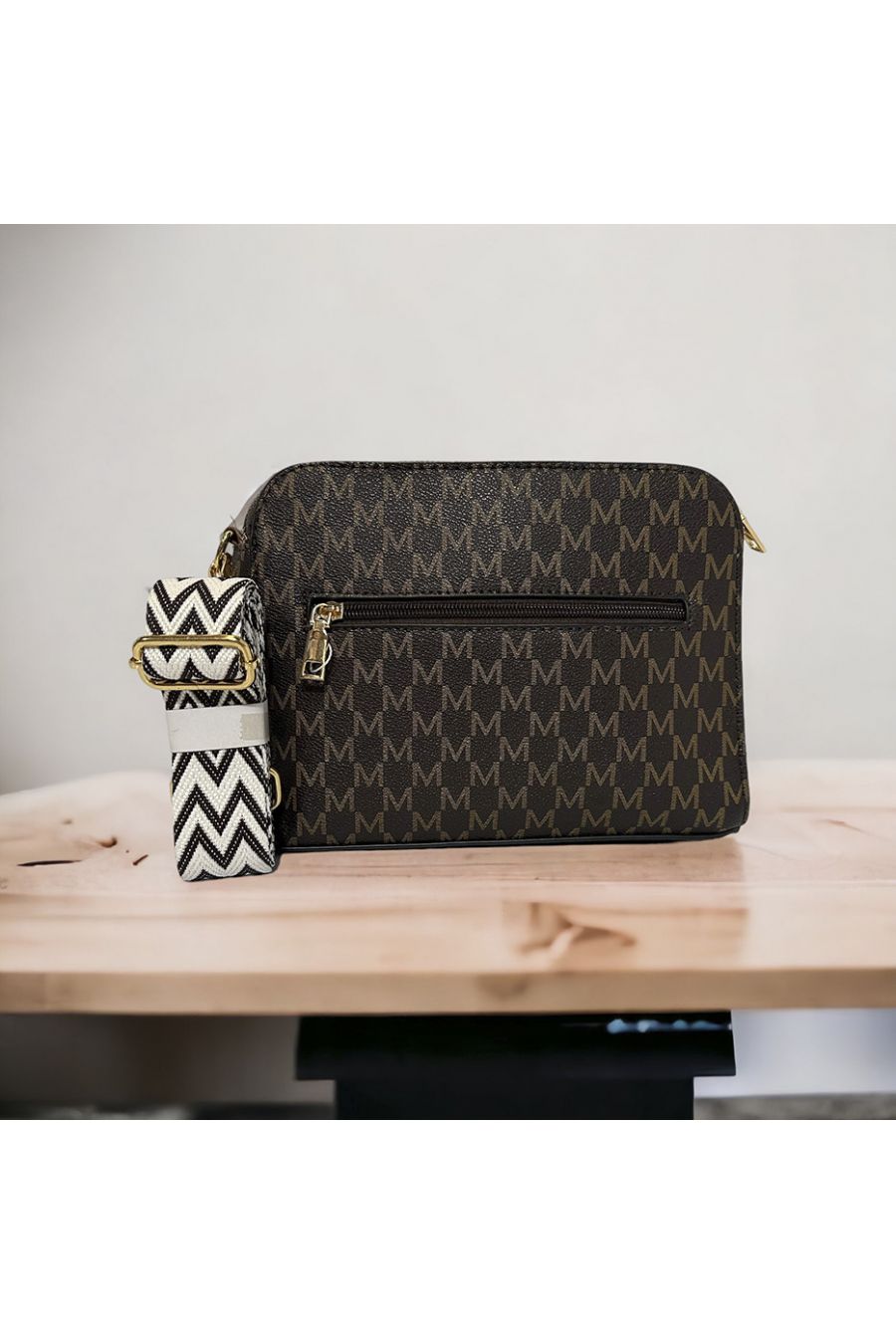 Inspi brown handbag with 3 closures - 4