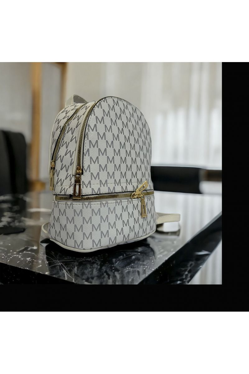 Sac à dos inspi blanc avec plusieurs fermeture - 1