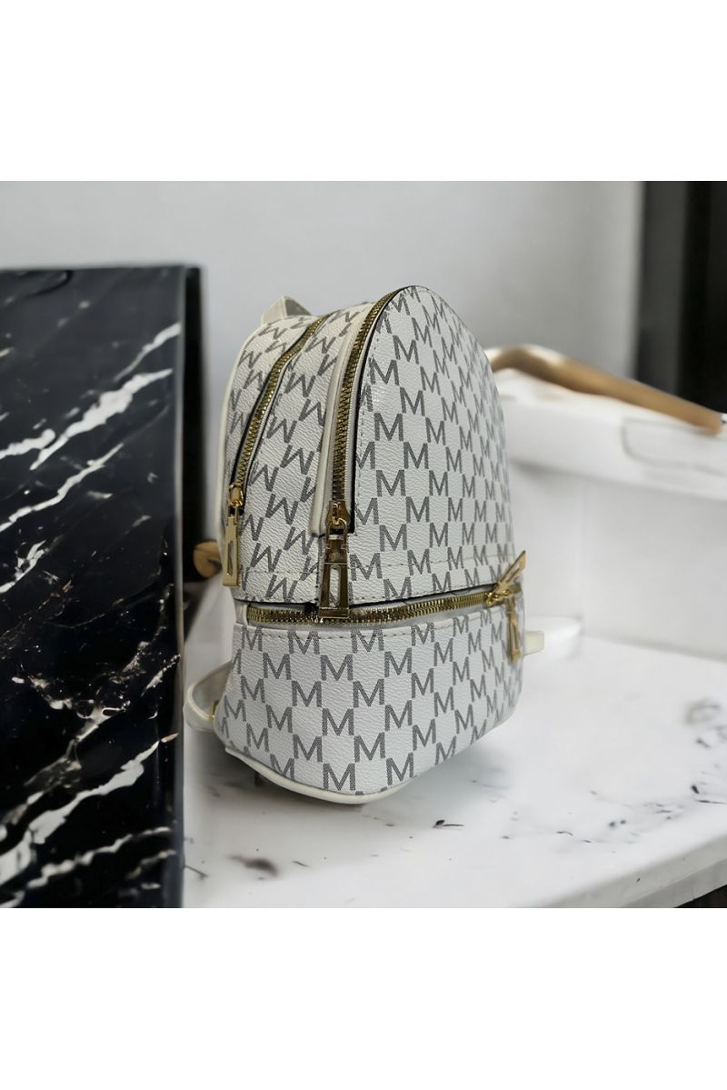Sac à dos inspi blanc avec plusieurs fermeture - 2