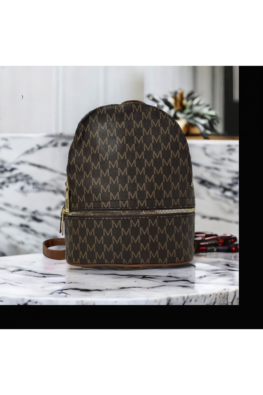 Brown inspired backpack with several closures - 2