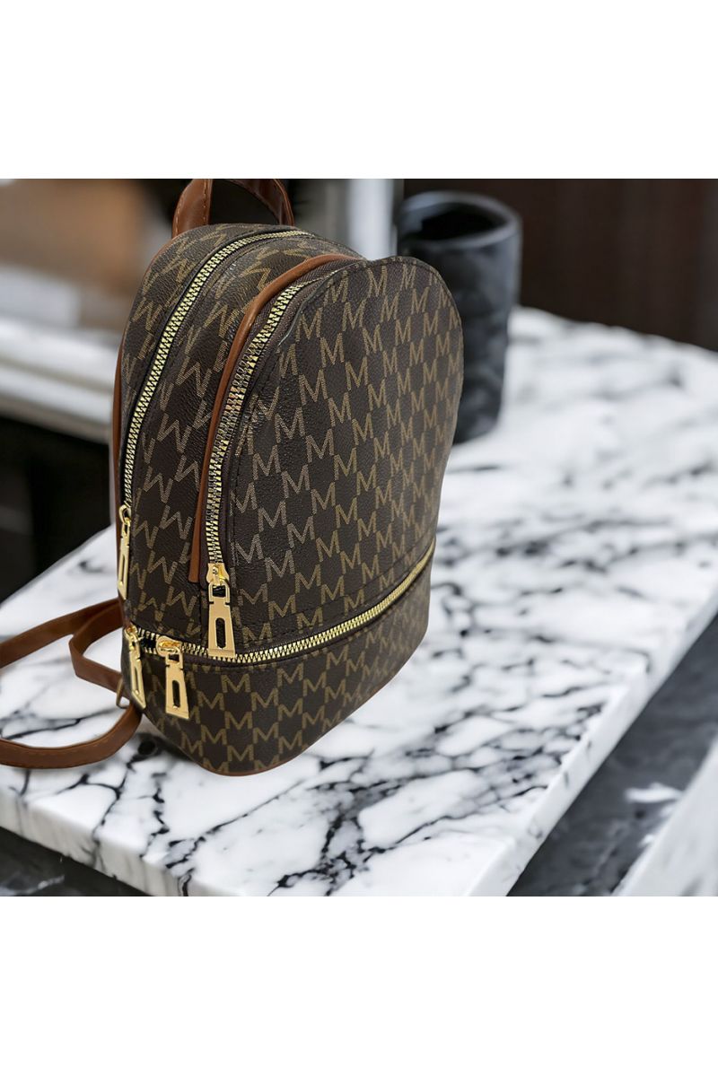 Brown inspired backpack with several closures - 3
