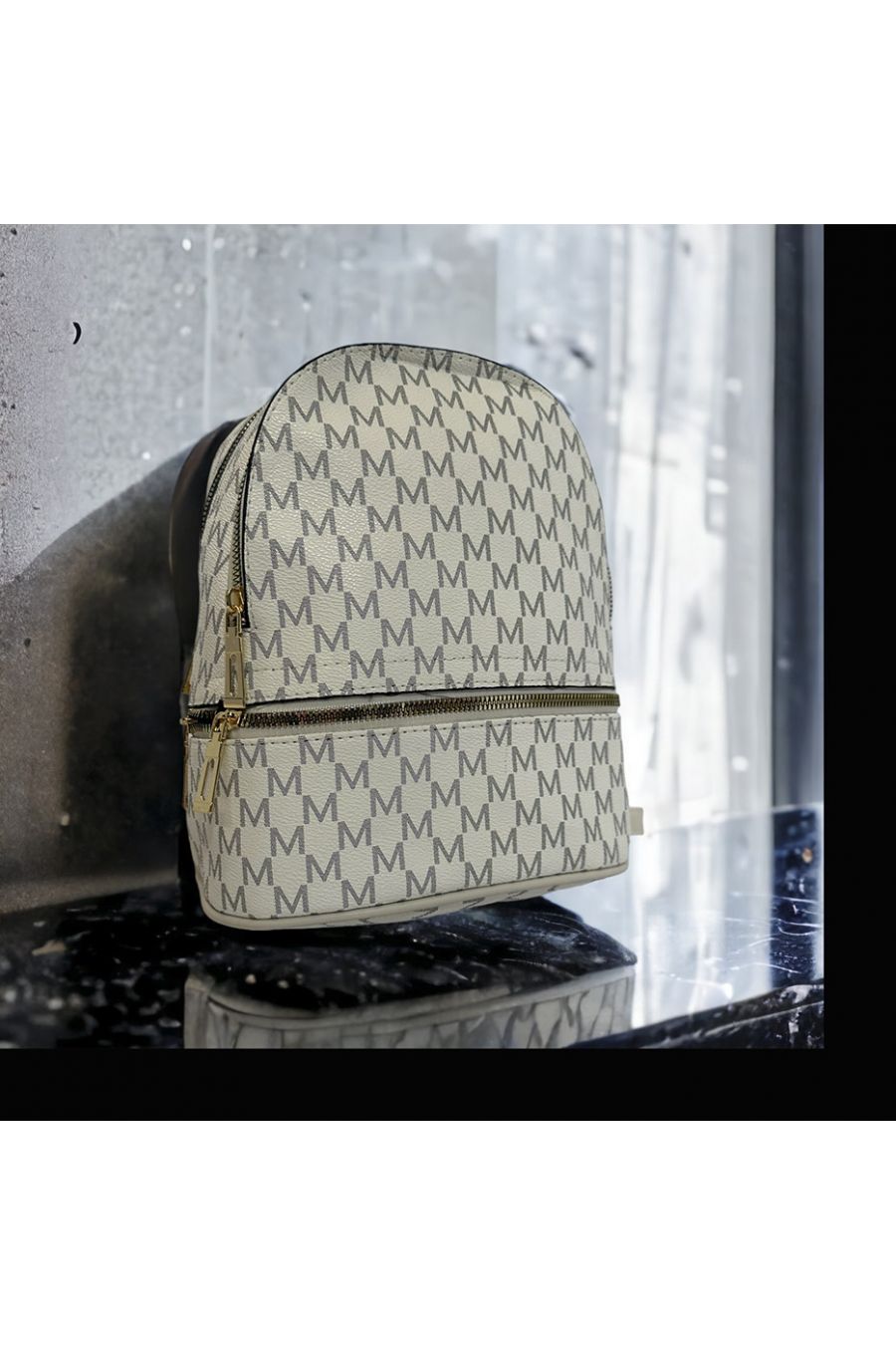 Sac à dos inspi beige avec plusieurs fermeture - 1