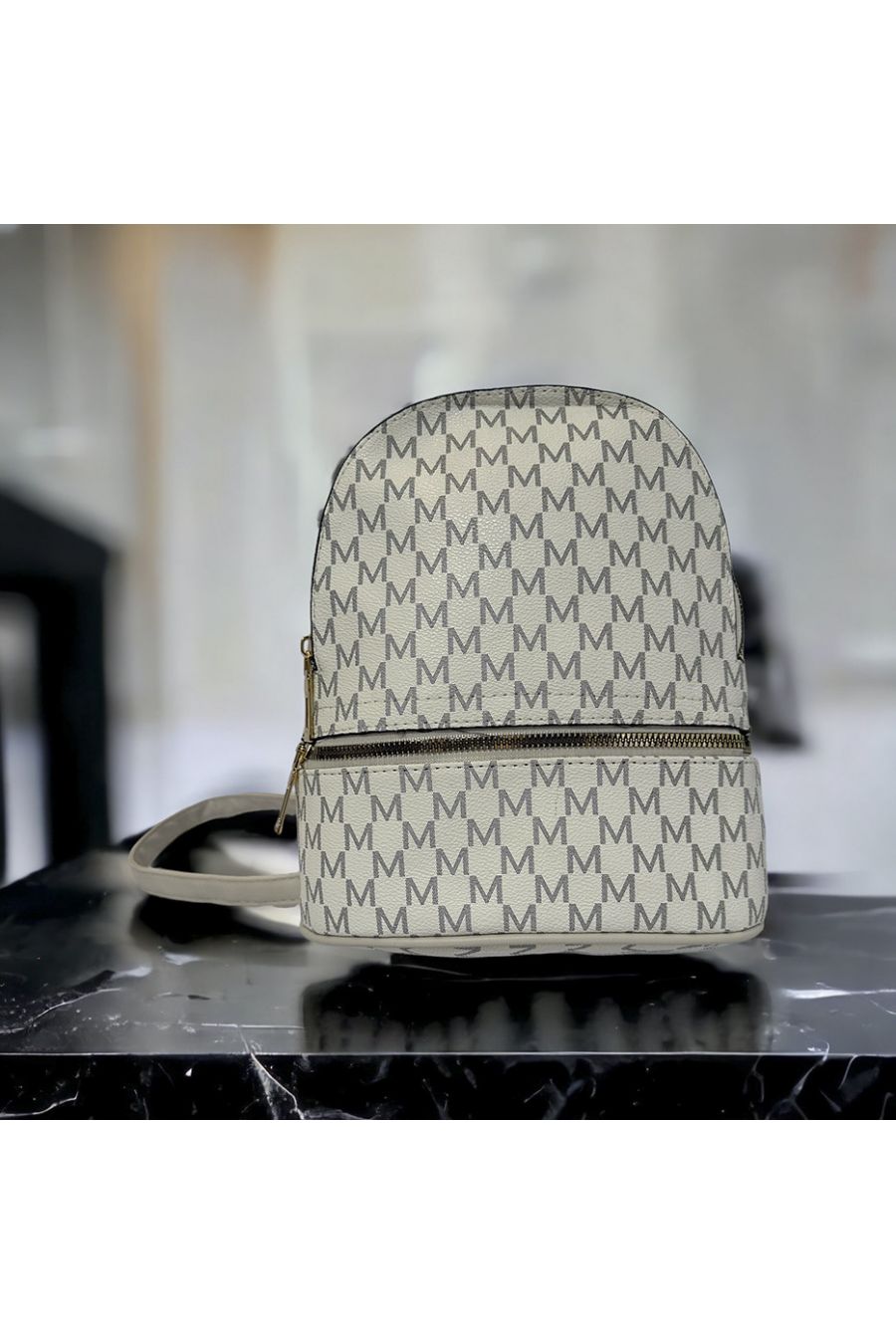 Sac à dos inspi beige avec plusieurs fermeture - 2