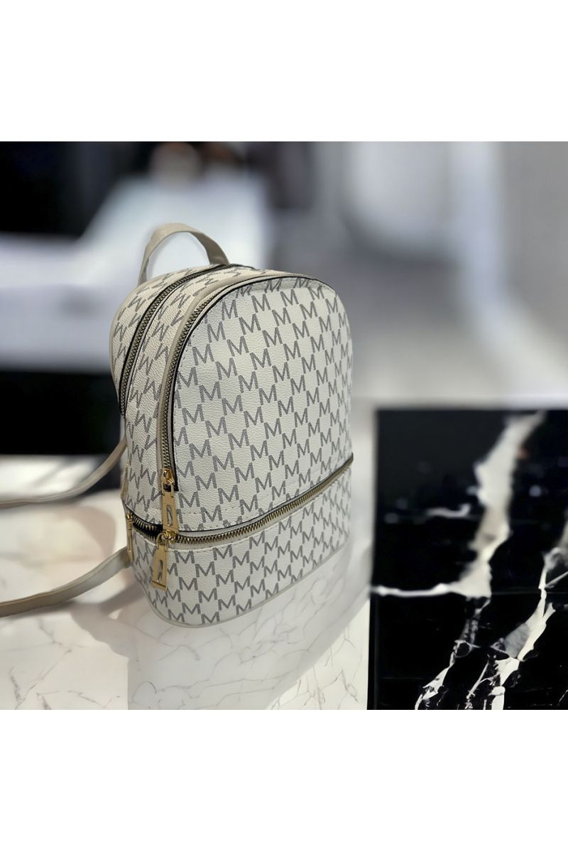 Sac à dos inspi beige avec plusieurs fermeture - 3