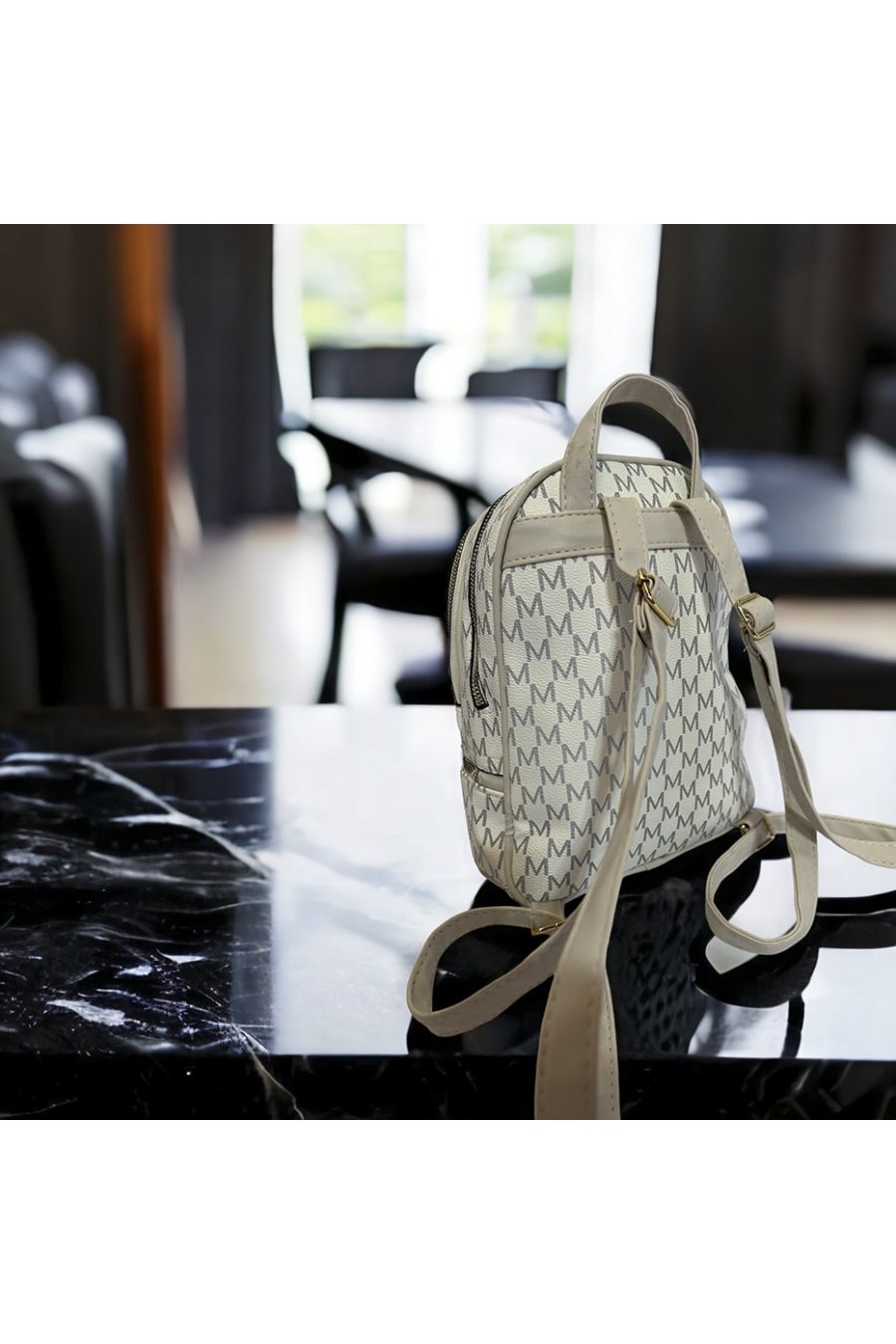 Sac à dos inspi beige avec plusieurs fermeture - 4