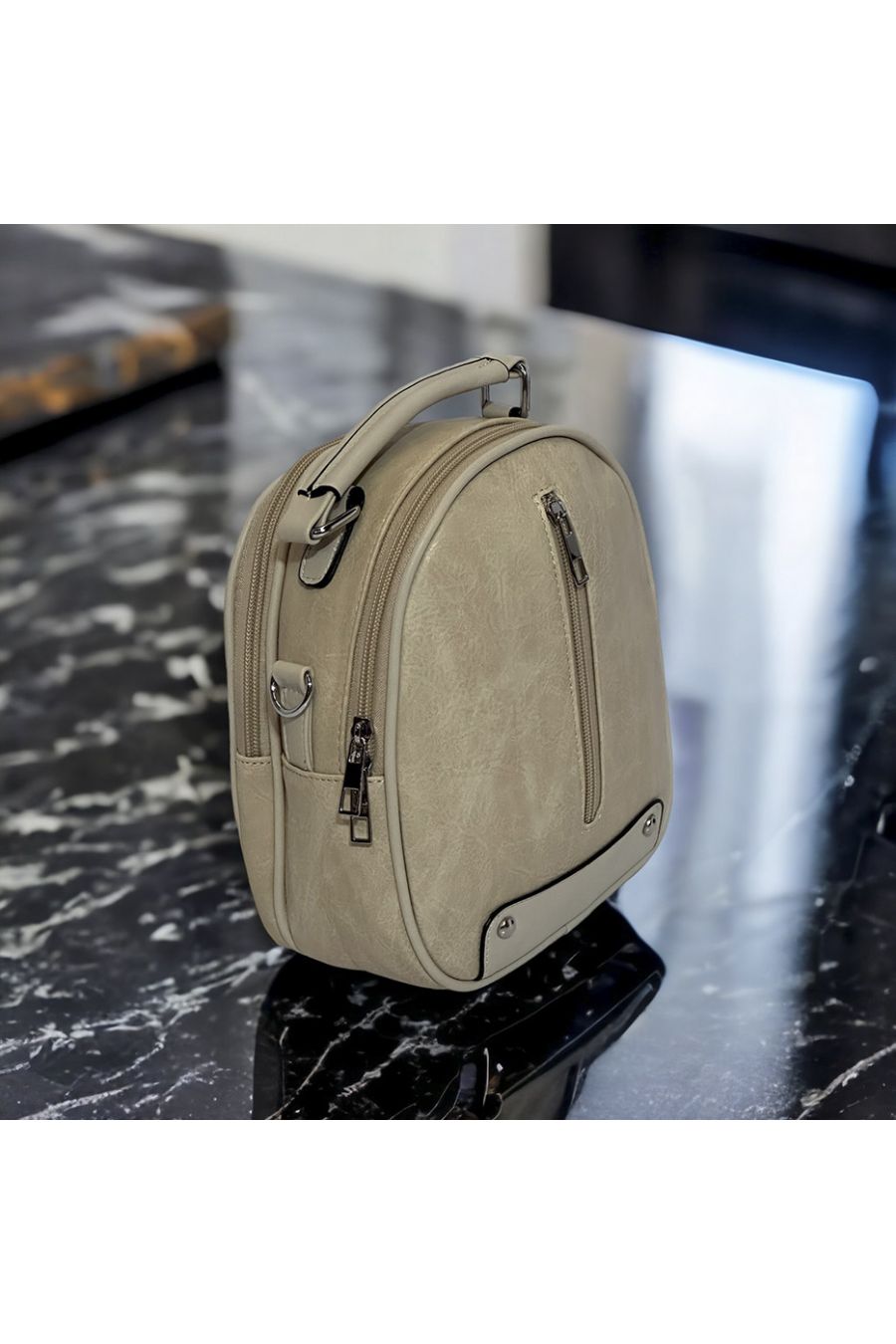 Beige inspired mini backpack - 1