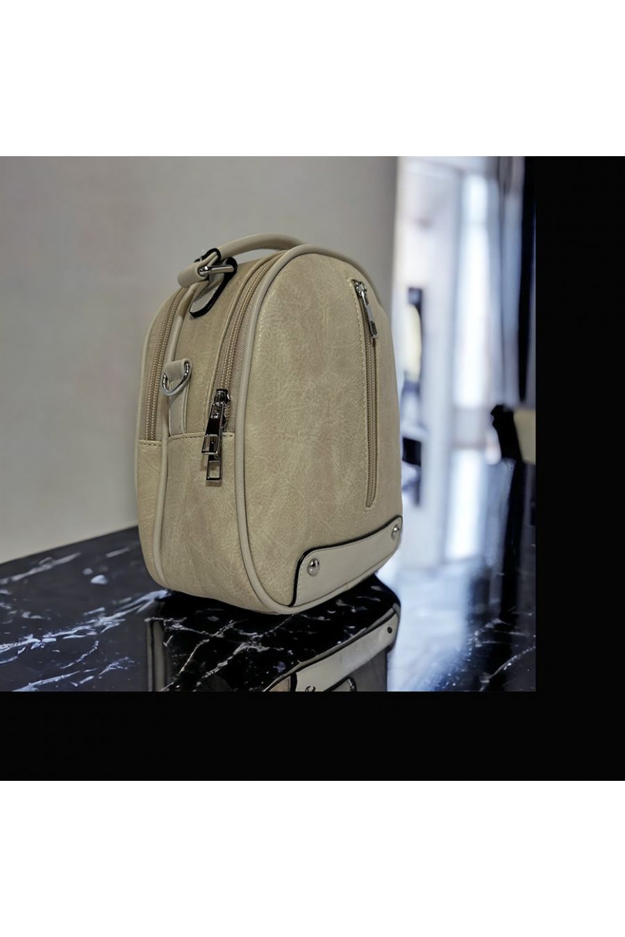Beige inspired mini backpack - 3