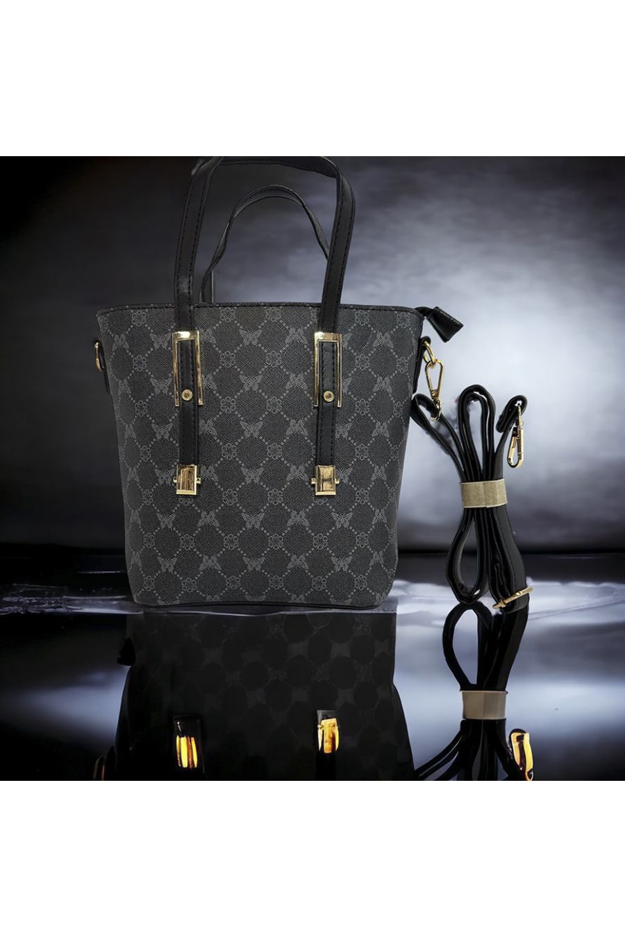 Sac à main inspi noir à motif  - 3