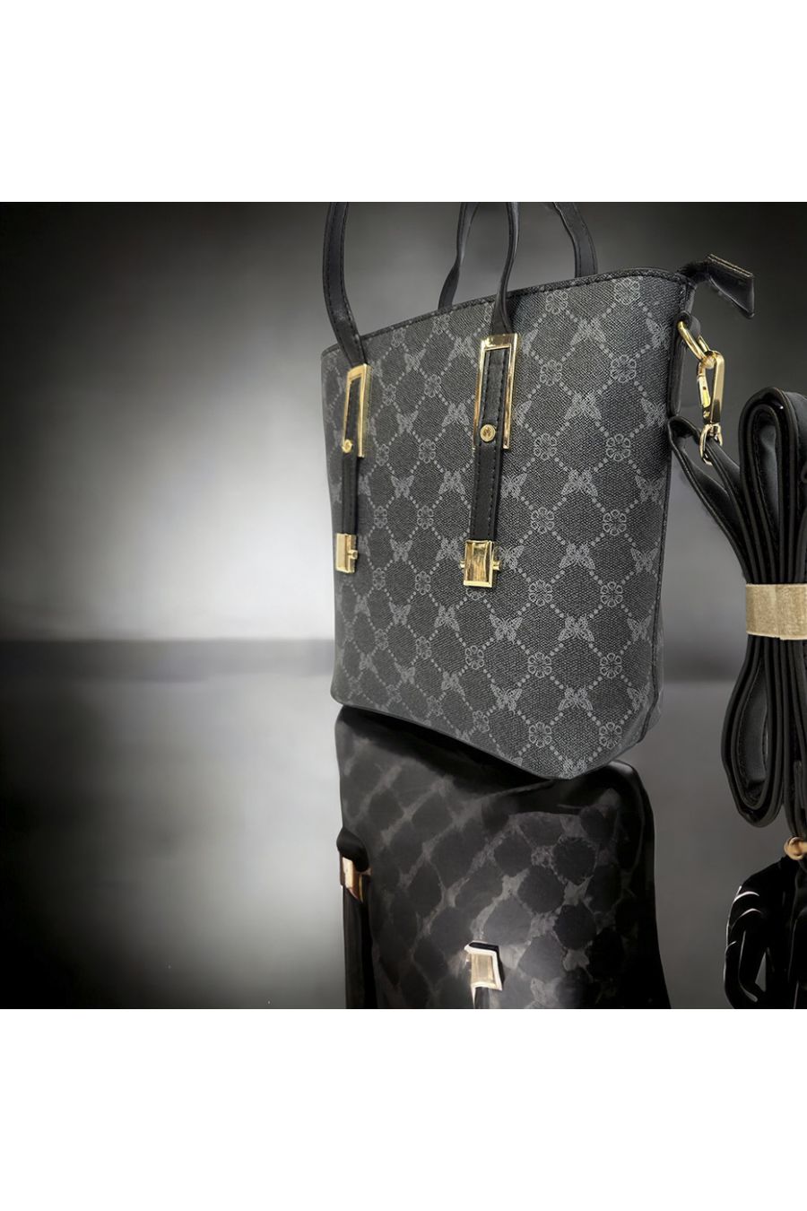 Inspi black patterned handbag - 4