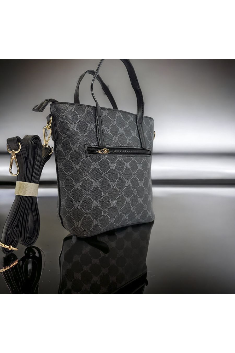 Inspi black patterned handbag - 6