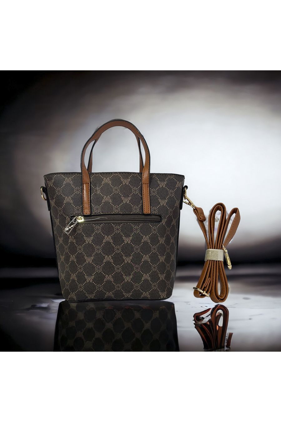 Brown patterned inspired handbag - 2