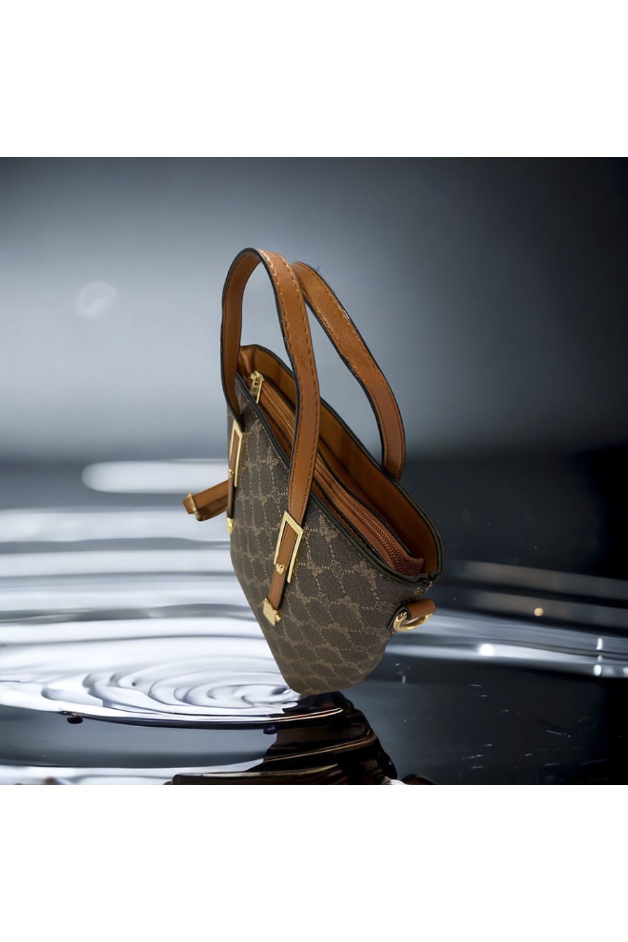 Brown patterned inspired handbag - 3