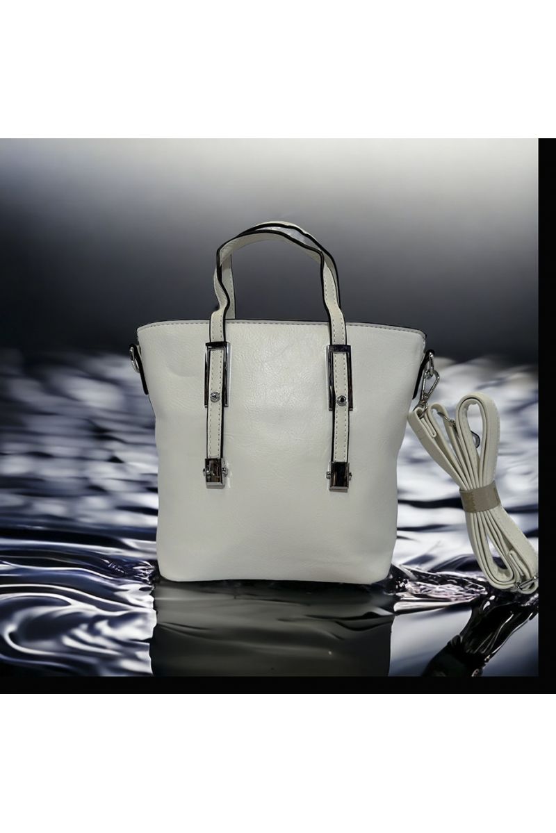 Sac à main inspi blanc uni - 3