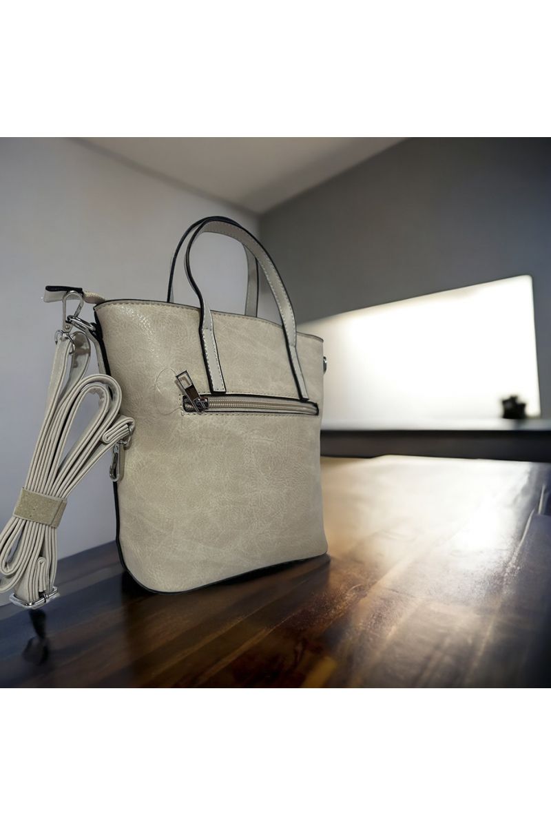 Sac à main inspi beige uni - 1